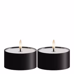 LED metallisk fyrfadslys Sort 2 pk.