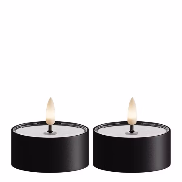 LED metallisk fyrfadslys Sort 2 pk.