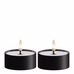 LED metallisk fyrfadslys Sort 2 pk.