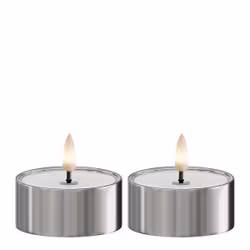 LED metallisk fyrfadslys Sølv 2 pk.