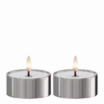LED metallisk fyrfadslys Sølv 2 pk.