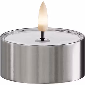 LED metallisk fyrfadslys Sølv 2 pk.
