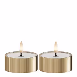 LED metallisk fyrfadslys Guld 2 pk.