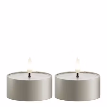 LED metallisk fyrfadslys Salviegrøn 2 pk.