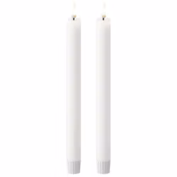 LED Kronelys 2 stk H 24,5 - Hvid Rustik