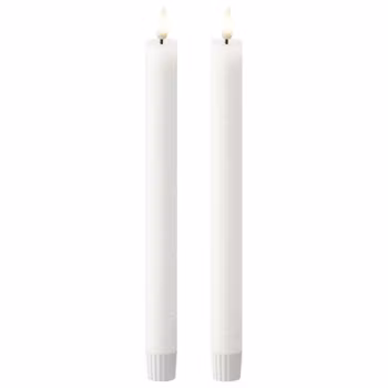 LED Kronelys 2 stk H 24,5 - Hvid Rustik