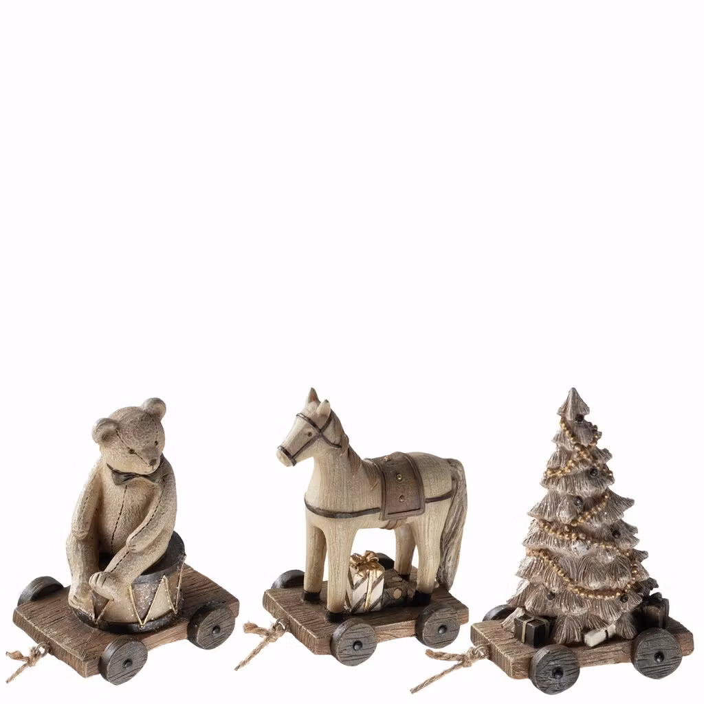 Jule figur med bamse, hest eller juletræ
