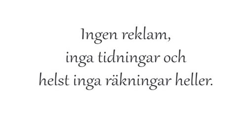Brevlådedekal - Ingen reklam, tidningar eller räkningar