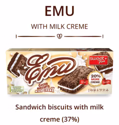 EMU Sandwich biscuits with milk creme 160gr