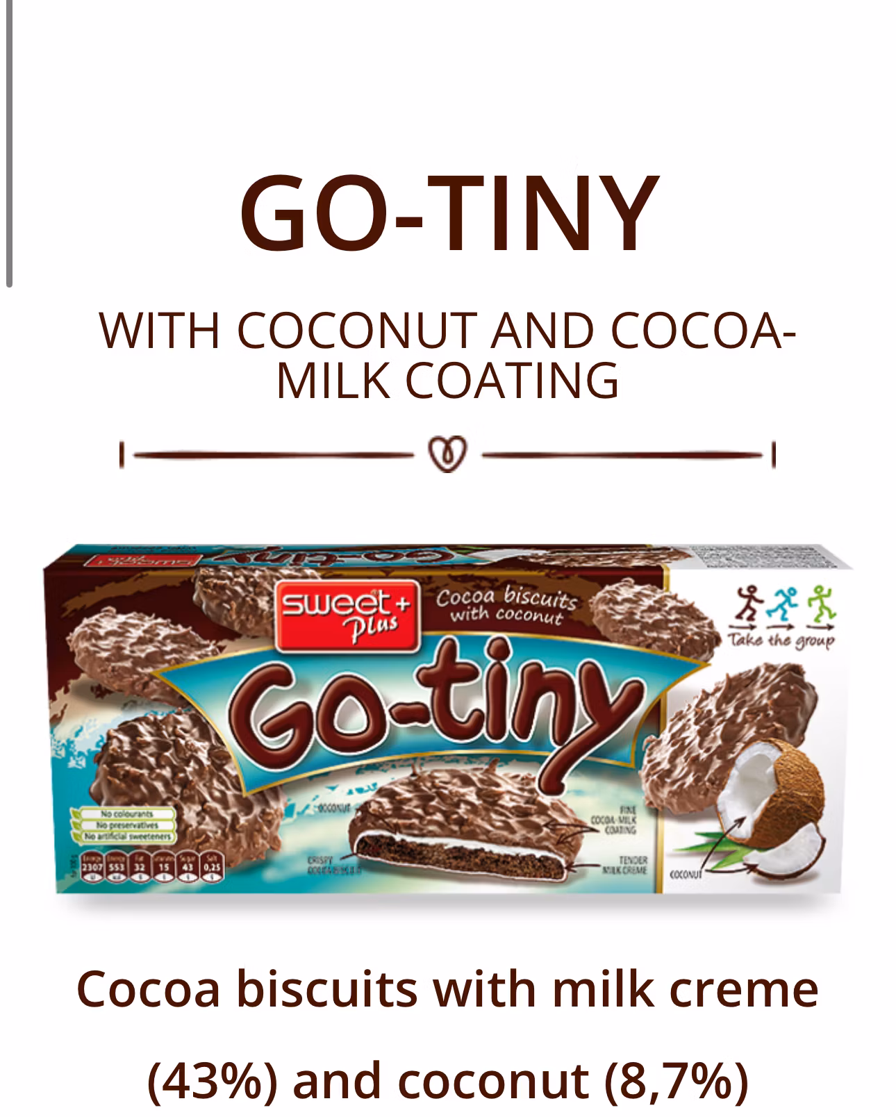 GO-TINY Cocoa biscuits with milk creme&coconut 120gr