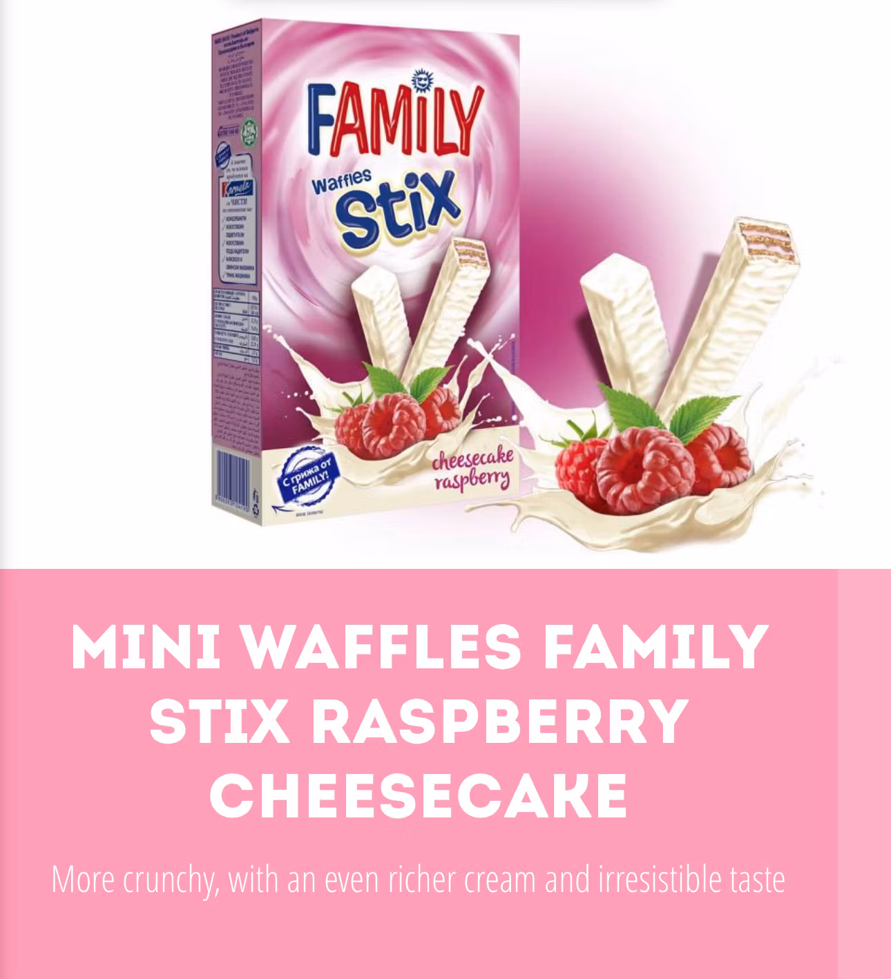 MINI WAFFLES FAMILY STIX RASPBERRY CHEESECAKE