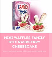 MINI WAFFLES FAMILY STIX RASPBERRY CHEESECAKE