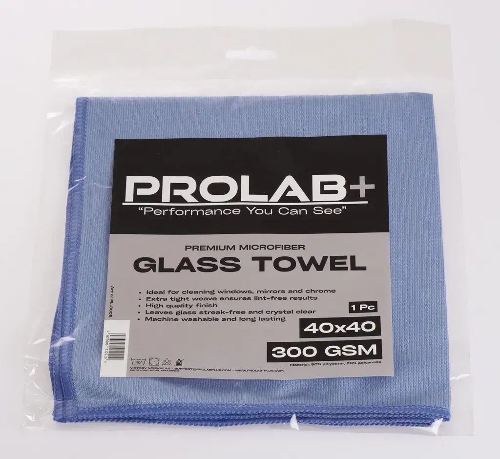 Prolab+ microfiberklut for glass i komplett vaskepakke