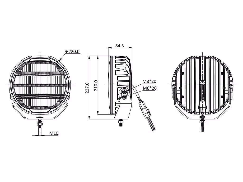 OZZ XR2 9" LED fjernlys Hvit/svart