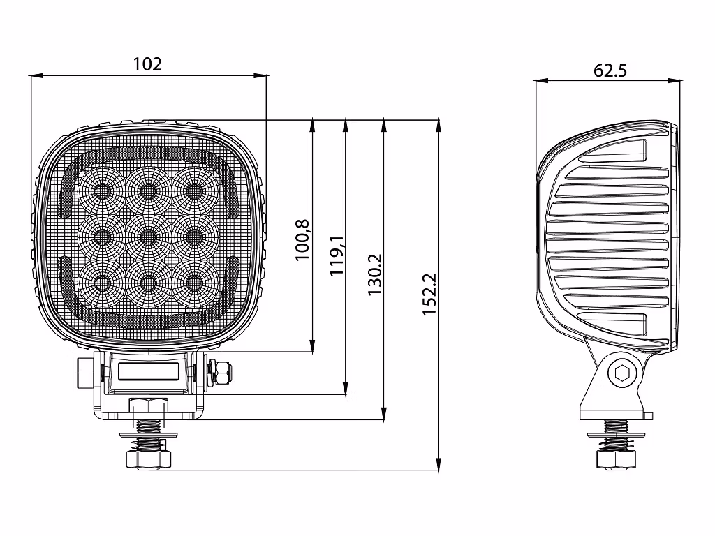 Briod Trio 45w arbeidslys med innebygget varsellys R65