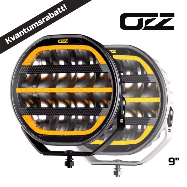 OZZ XR2 9" LED fjernlys Hvit/svart