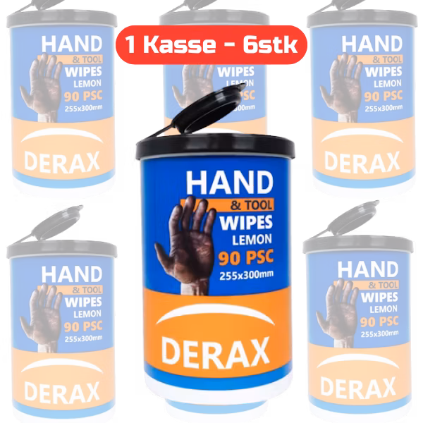 6stk Derax Hand and Tool wipes 90stk