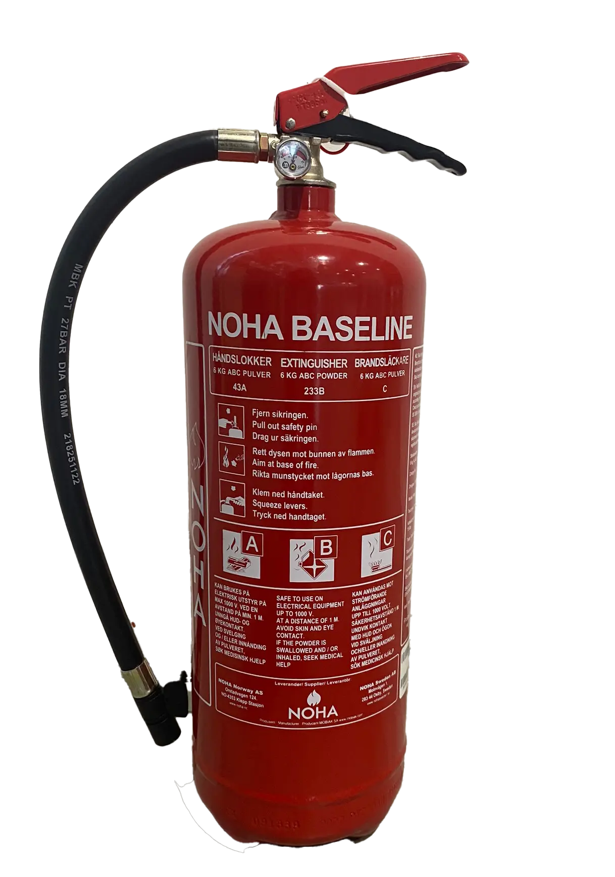 NOHA Brannslukker 6kg, ABC-pulver 43A