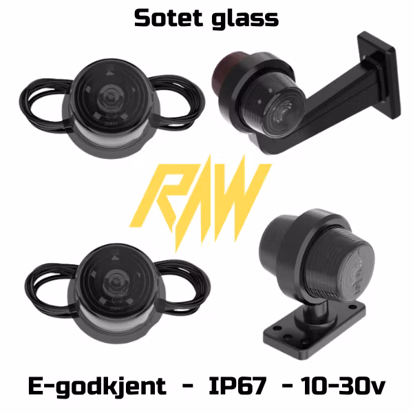 RAW LED-markeringslys gummiarm – sotet glass, løse eller med fot