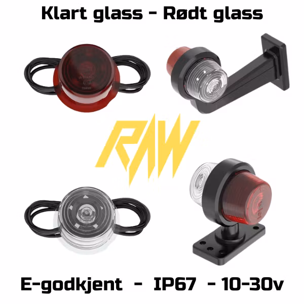 RAW LED-markeringslys gummiarm – klart glass, løse eller med fot