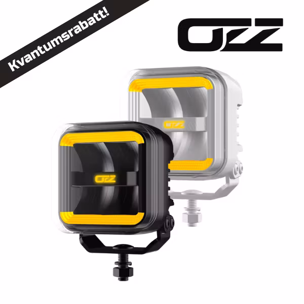 OZZ SQR 3" LED ekstralys med parklys – sort/hvitt hus