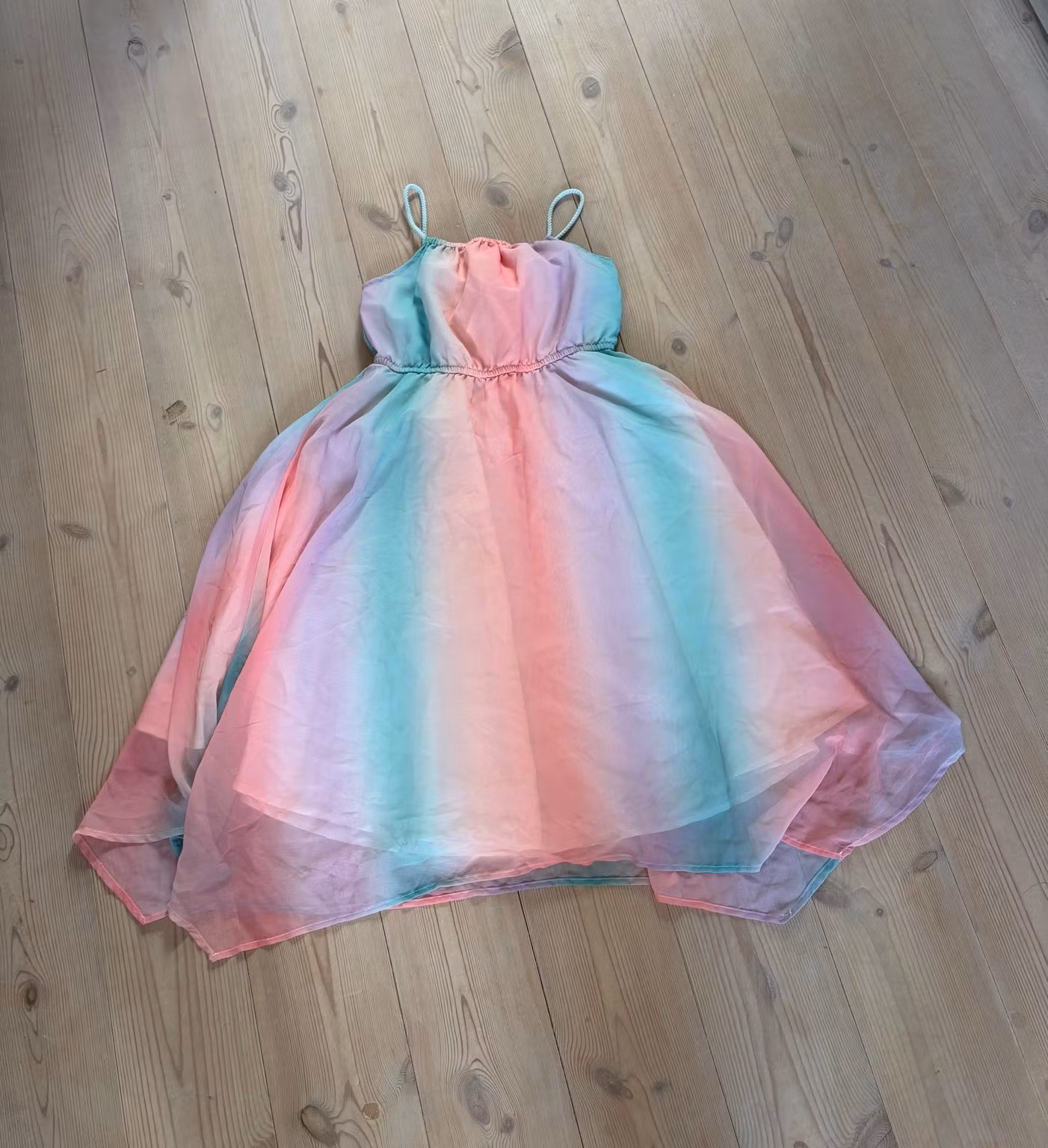 H&M pastelstribet kjole, str. 128 – originalfoto 1