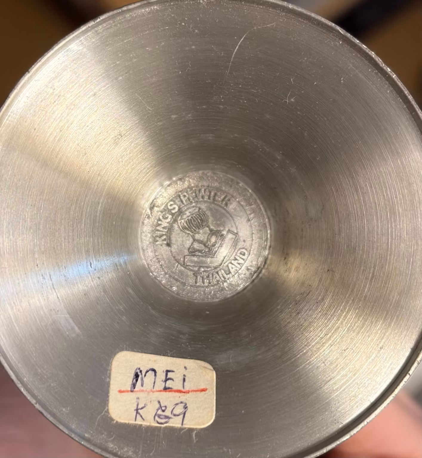 Originalfoto – Pokal Kings Pewter – håndlavet tinlegering fra Thailand, ca. 19 cm