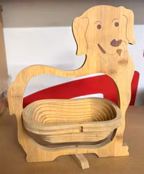 Trækurv med hundemotiv – sammenklappelig, ca. 33 cm høj