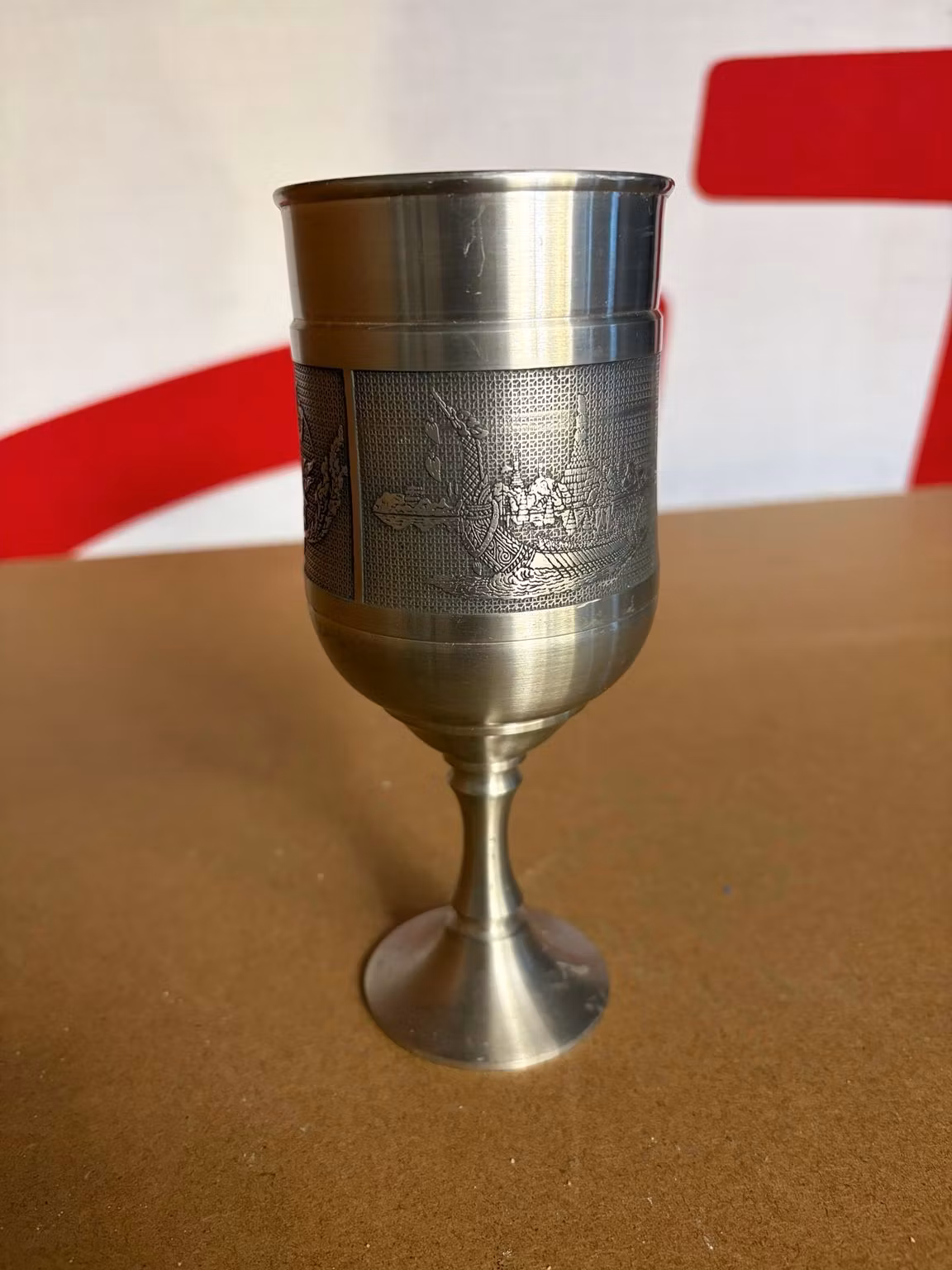 Originalfoto – Pokal Kings Pewter – håndlavet tinlegering fra Thailand, ca. 19 cm