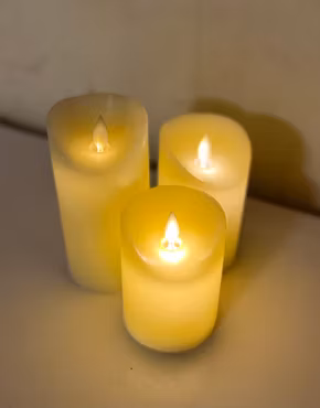 3 led lys med bevægende flamme inkl. fjernbetjening