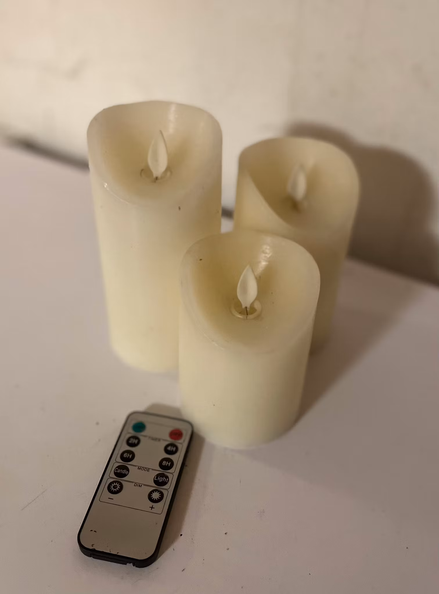 3 led lys med bevægende flamme inkl. fjernbetjening