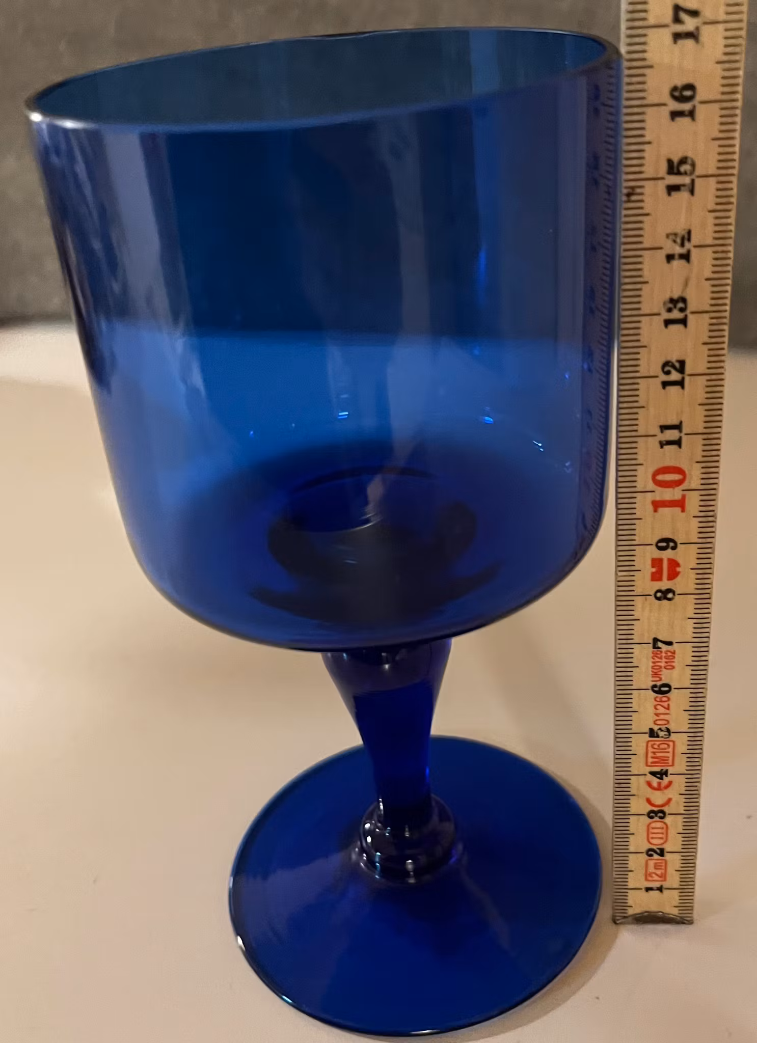 Blåt glas - 17 cm