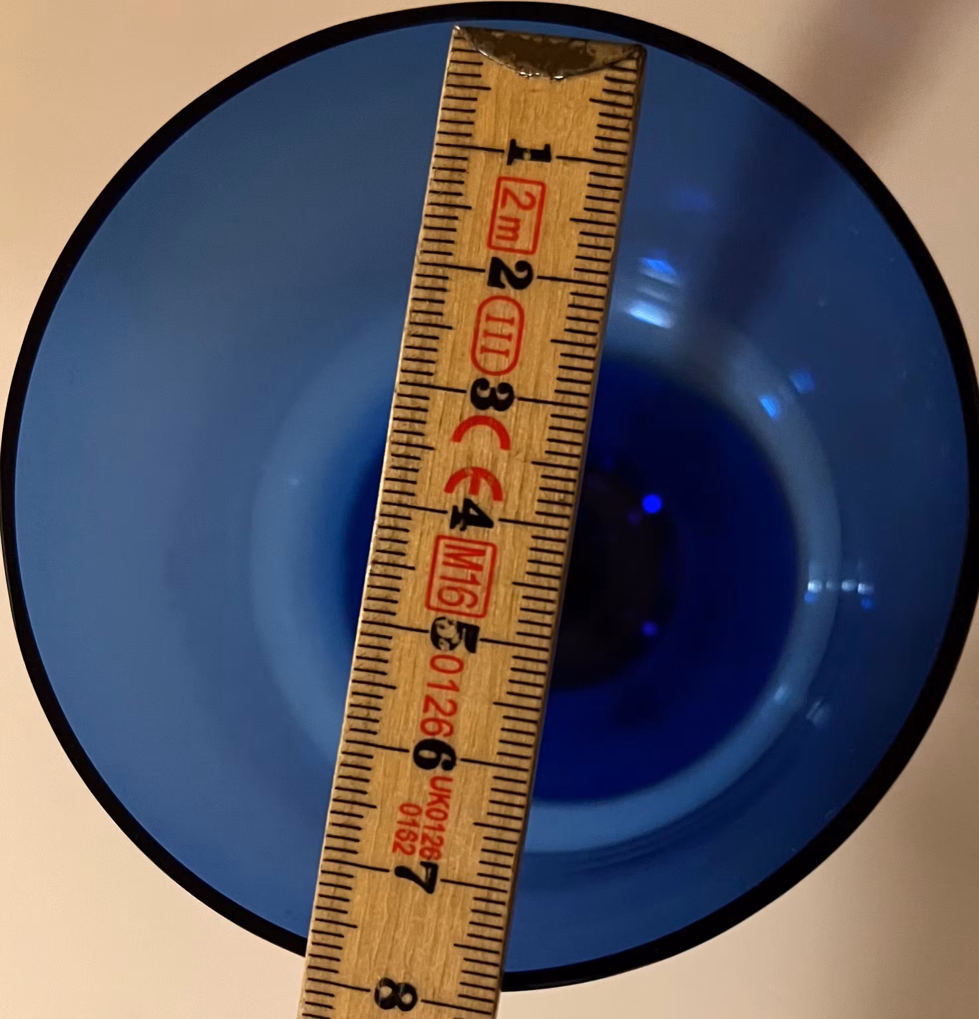 Blåt glas - 17 cm