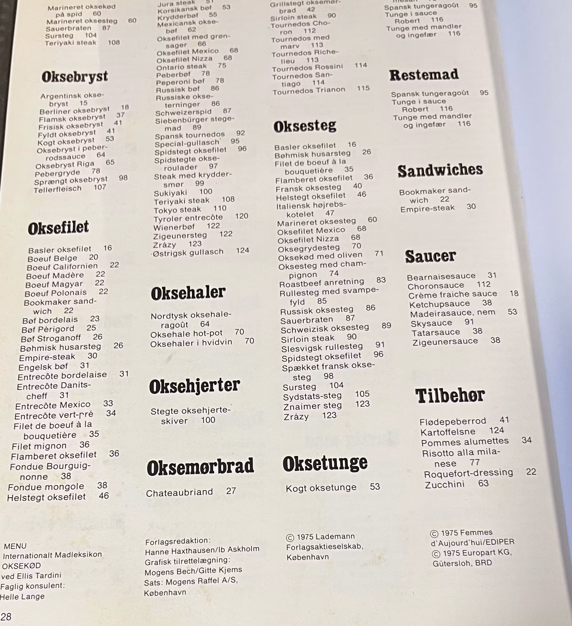 MENU - Oksekød