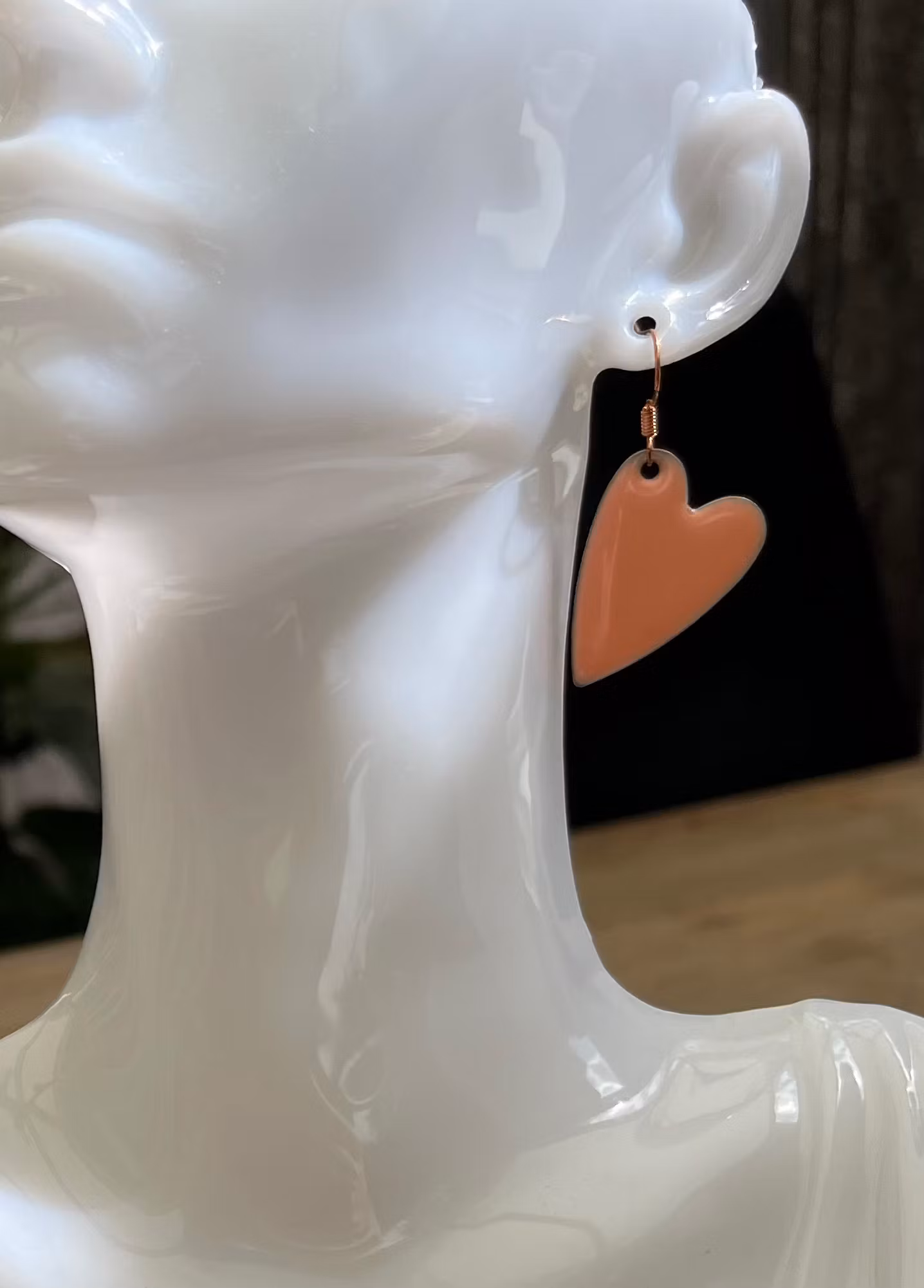 Hjerteformede Emaljeøreringe