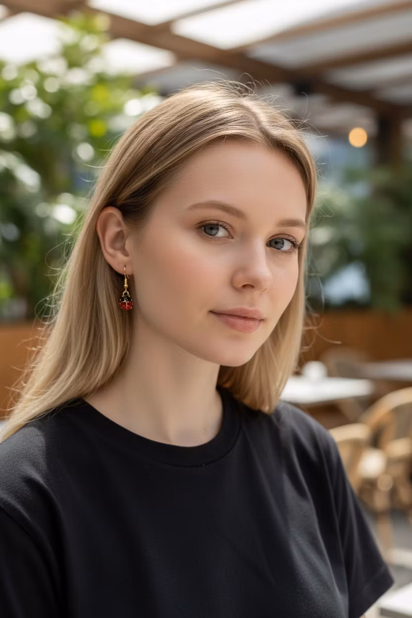 Mariehøne Øreringe i Guld