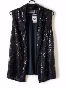 RosesandGold sort pailletvest – str. 50