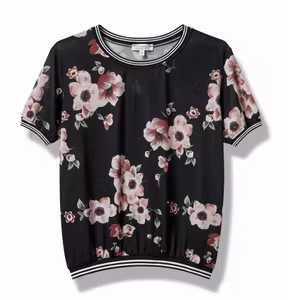 Made in Italy transparent bluse med blomsterprint