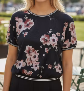 Made in Italy transparent bluse med blomsterprint