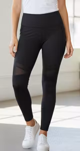 Sorte leggings med netpaneler – str. L