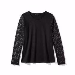 Bluse med blondeærmer - str. XL