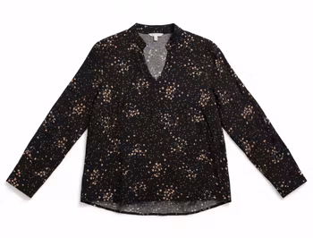 Sort blomstret bluse til dame – str. XXL