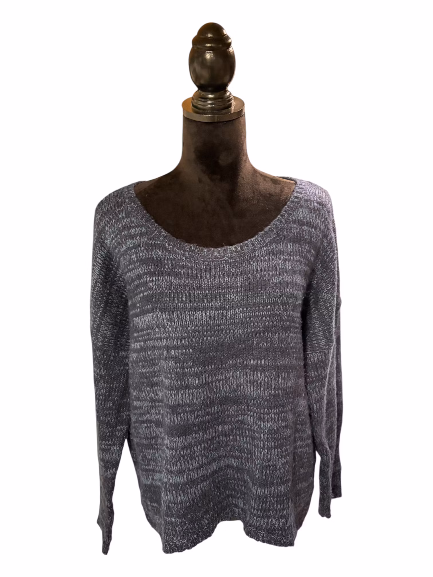 Blå strik med lynlås i nakken - str. XL