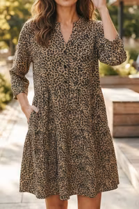 Christy Leo Dress leopardkjole – str. T2 / 46–48