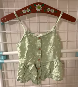H&M Peplum Top – Støvet Grøn m. Blomster – Str. 140