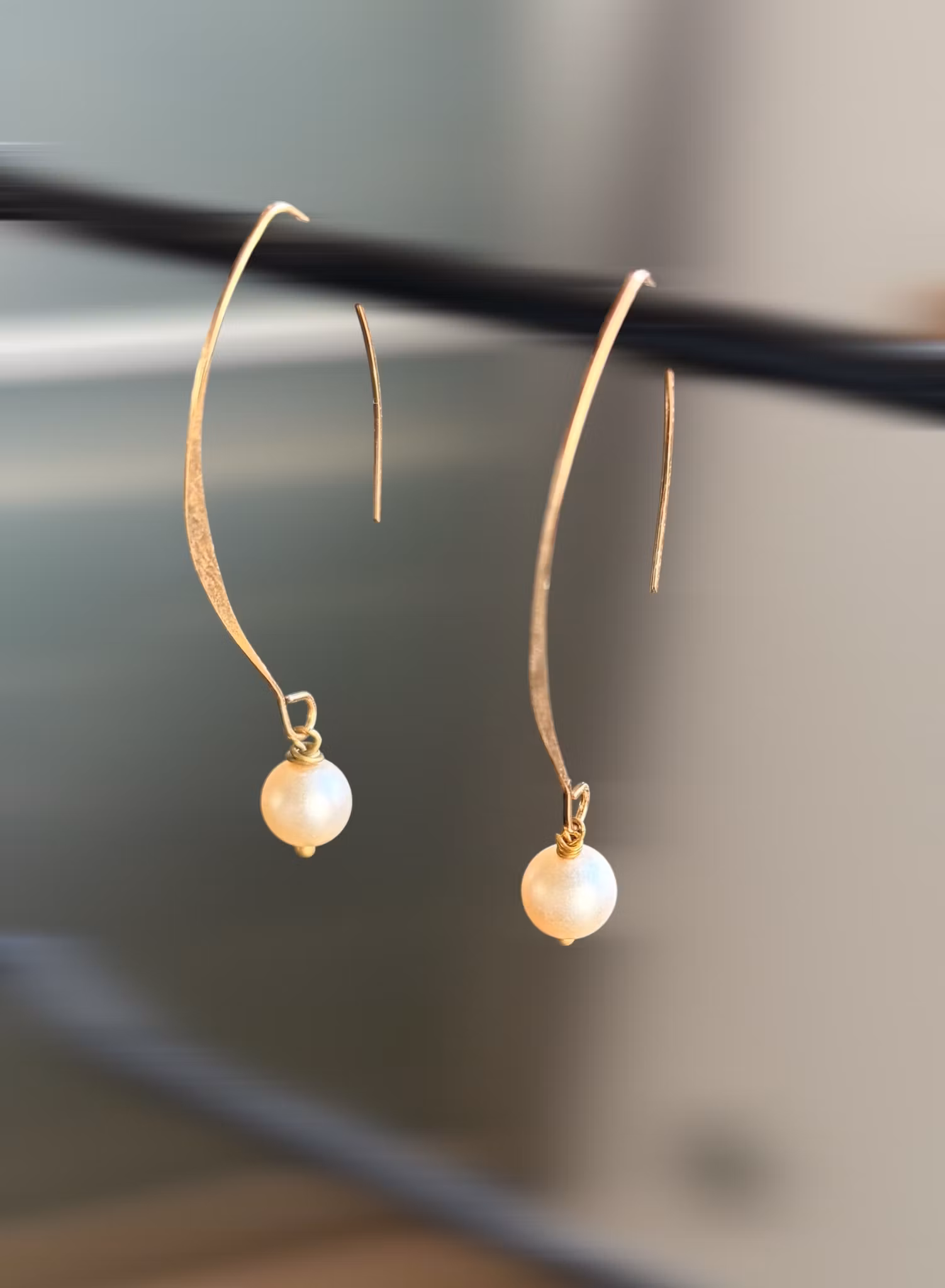 Perleøreringe med lange ørekroge