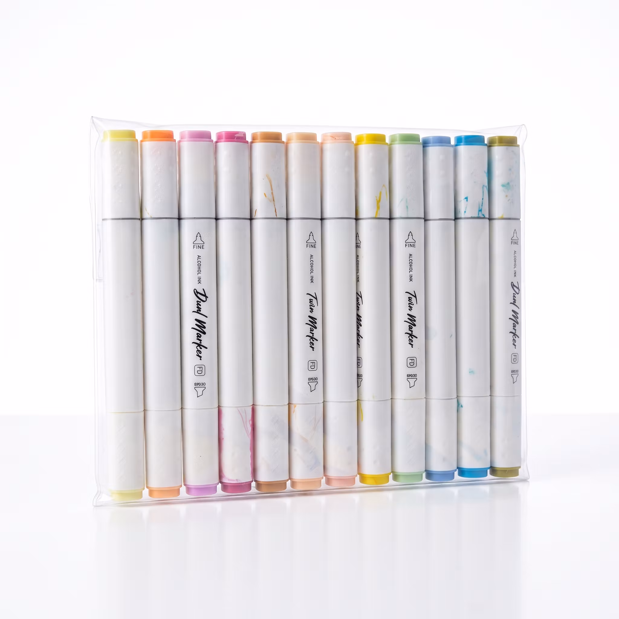 Pastel- og manga-markers i pakke med 12 farver