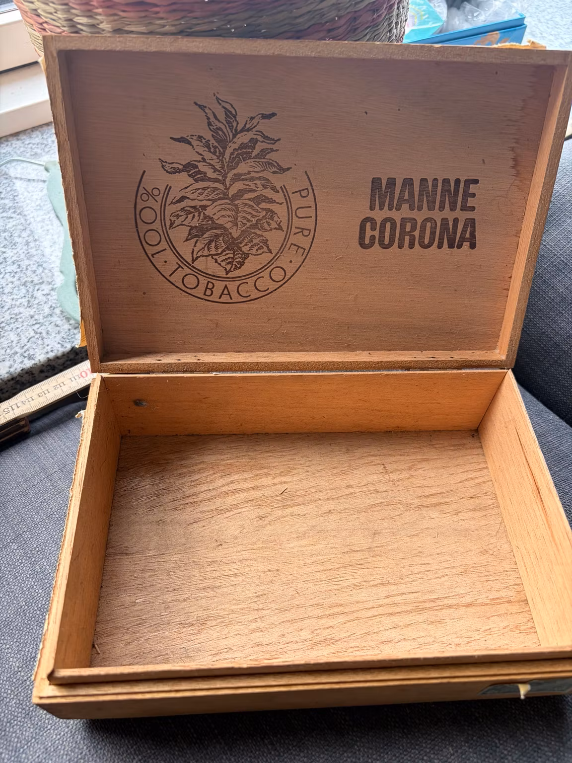 Vintage Manne Corona cigaræske i træ
