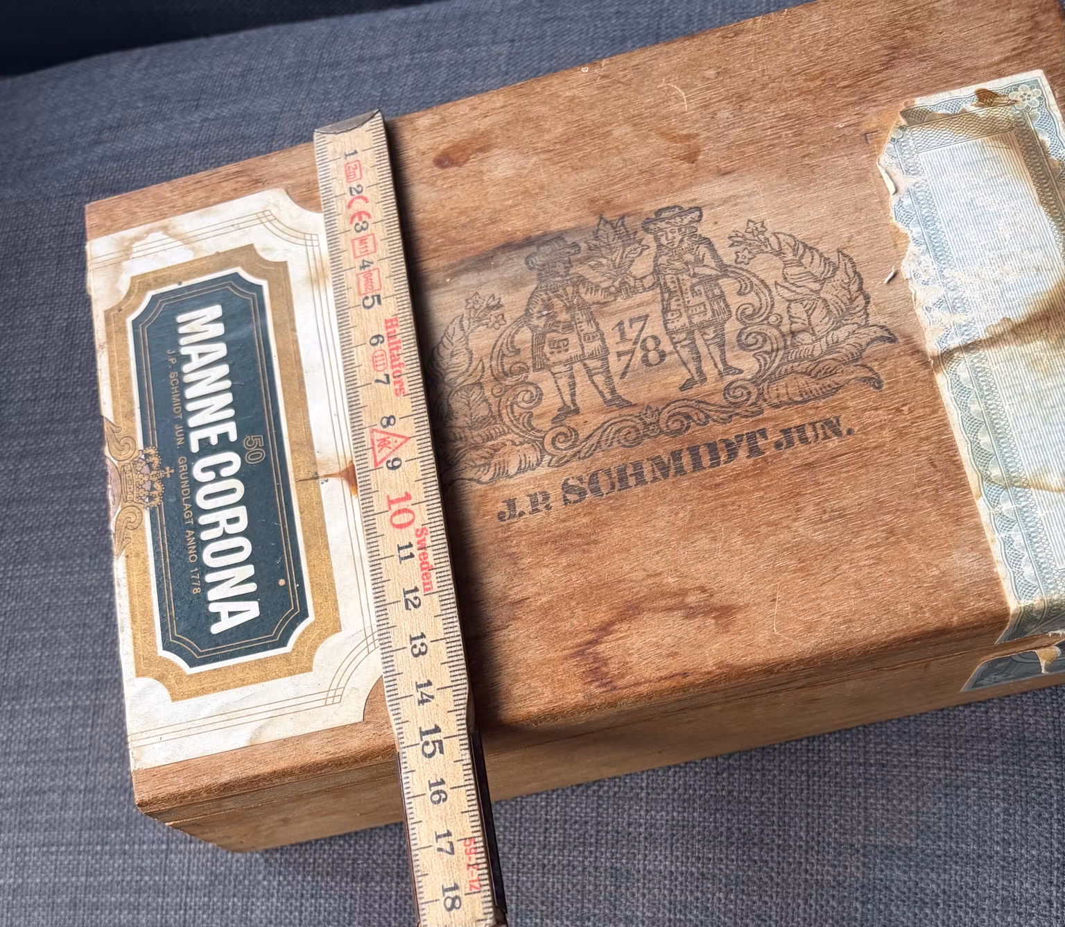 Vintage Manne Corona cigaræske i træ