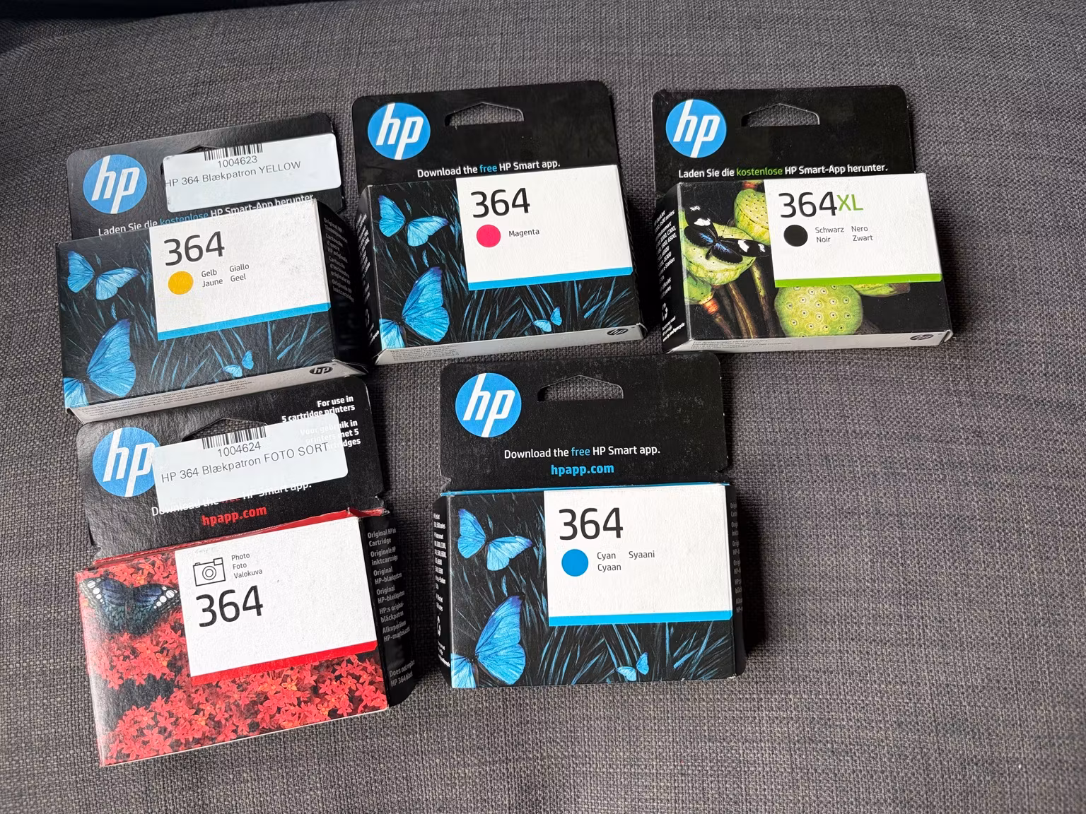 5 originale HP 364/364XL-blækpatroner – samlet pakke